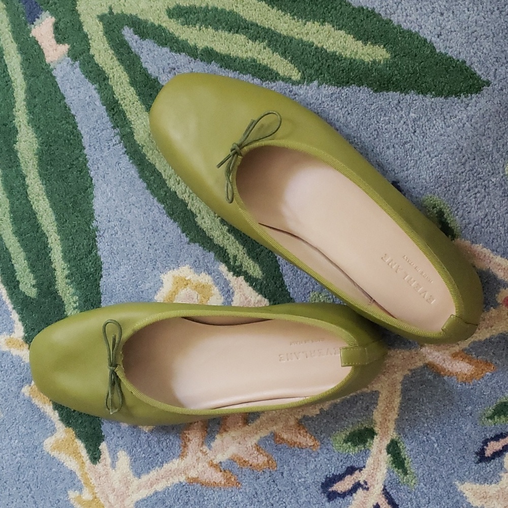 Nwot everlane Italian leather day ballet flat in moss